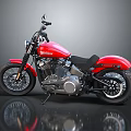Red Harley Davidson Classic Cruiser Motorcycle With Black Seat Silver Engine And Chrome Details