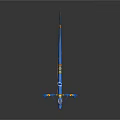 Blue Fantasy Game Movie Character With Large Claws Yellow Red Accents and Floating Blue Orb