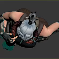 Futuristic Female Character With Horned Headdress Mechanical Armor Green Black 3D Rendering