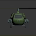 Green Military Helicopter 3D Model With Propellers And Machine Gun Details