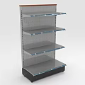 Multi Tier Metal Display Shelf With Mesh Back And Sturdy Base For Retail Merchandise 3d model