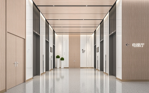 modern elevator hall elevator car 3d model