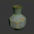 Handcrafted Sculpture Carving Vase With Light Blue Body Orange Spots And Red Rim Design