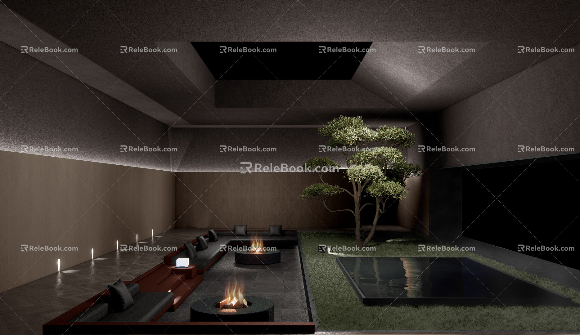 Silent Rest Area Hotel Indoor Landscape Rest Area 3d model