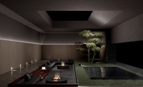 Silent Rest Area Hotel Indoor Landscape Rest Area 3d model