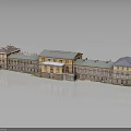 Traditional Multi Story Building With Colorful Roofs Yellow Facade And Windows