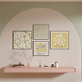 Cream Wind Square Hanging Picture Combination 3d model
