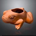 Unique Orange Ceramic Frog Shaped Planter with Lifelike Eyes and Limbs