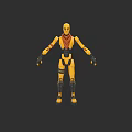 Yellow Robot Figure With Black Joints And Red Chest Detail Design