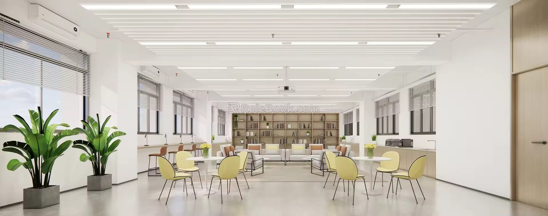 Multi-function reading room of modern school staff home 3d model