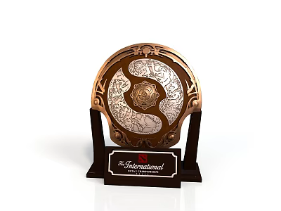 Ornamental Household Plaque With Circular Copper Silver Design Intricate Carvings And Black Base 3d model