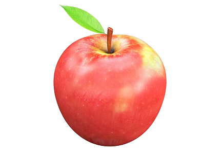 Juicy Fresh Ripe Red Apple With Green Leaf And Brown Stem 3d model Juicy Fresh Ripe Red Apple With Green Leaf And Brown Stem 3d model