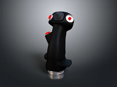 Black Computer Gaming Controller With Red Buttons And Silver Base Design 3d model