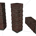 Red Brick Pillars in Various Standing and Lying Architectural Design Elements 3d model