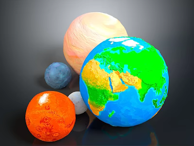 Colorful Celestial Bodies Display With Earth And Various Planets In Space 3d model
