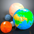 Colorful Celestial Bodies Display With Earth And Various Planets In Space