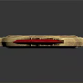 Decorative Golden Weapon With Red Ribbon Dragon Head And Circular Ornament Design