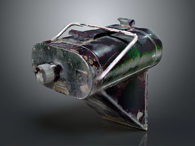 Vintage Industrial Equipment With Metal Bracket Structure And Worn Surface Details 3d model