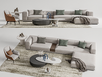 Modern sofa coffee table combination 3d model