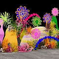 Vibrant Colorful Floral Photo Spot With Arch Decor And Marble Floor
