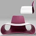 Modern Leisure Chair with Curved White Seat and Purple Backrest for Sleek Indoor Living Space