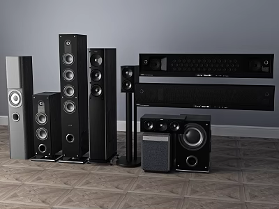 High Quality Audio Speakers With Floor Standing Bookshelf And Center Channel Systems 3d model