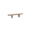 Modern Bench Featuring Gray Cushion and Brown Metal Legs for Comfortable Use