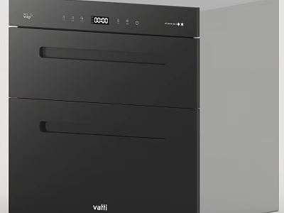 Valli Black Built in Double Drawer Kitchen Sterilizer Appliance with Digital 3d model