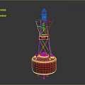 Modern Red Lighthouse Shaped Floor Lamp Furniture With Metal Frame And Round Base