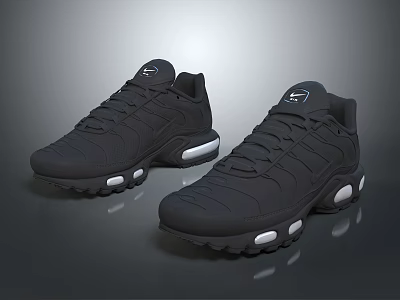 Black Mesh Upper Sneakers With White Cushioned Soles And Modern Design 3d model