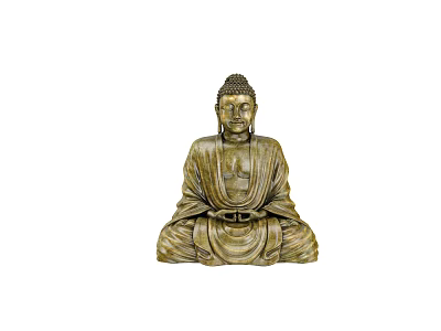Intricately Crafted Golden Buddha Sculpture with Sitting Posture and Serene Expression 3d model