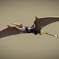 Ancient Pterosaur Flying With Spread Wings And Sharp Teeth Visible 3d model