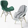 Stylish Green And White Chairs With Gray Blanket And Wooden Legs