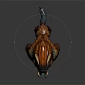Detailed Fantasy Creature 3D Model With Horns Fangs Fur Texture And Crouching Stance