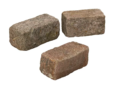 Natural Rough Stone Wood Blocks With Three Solid Pieces And Textured Surface 3d model