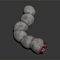 Giant Gray Segmented Creature With Big Round Eye Open Mouth And Sharp White Teeth