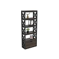 Modern Wood And Metal Storage Shelf With Multiple Layers Drawers And Decorative Plants