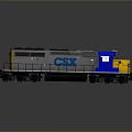 CSX Gray Blue Yellow Locomotive Train Model with Reflective Surface