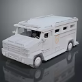 White Armored Military Vehicle Model With Badge Windows and Roof Structure