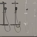 Modern Shower Heads with Various Designs Including Handheld and Overhead Features 3d model