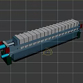 Industrial Filter Press Equipment With Multiple White Plates Blue Frame And Red Green Ends