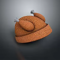 Cozy Orange Knitted Hat Featuring Chicken Leg Shaped Decorations And Warm Design 3d model