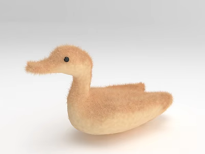 Cute Plush Duck Toy With Light Brown Fluffy Body And Cream Colored Design 3d model