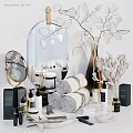Elegant Bathroom Accessories with Soft Towels Aromatic Candles Decorative Mirrors Lotion Bottles and Decorative Branches