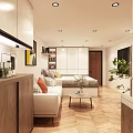 Modern Apartment Living Room With Sofa Coffee Table Plants And Wooden Flooring