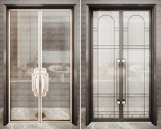 Modern double door glass double door 3d model