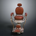 Stitched Brown Leather Massage Chair With Metal Frame Armrests And Footrest