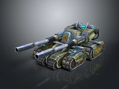 Advanced Futuristic Military Tank With Dual Cannons Mechanical Structures And Heavy Tracks 3d model