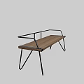 Modern Armchair Design With Wooden Seat And Black Metal Frame Armrests
