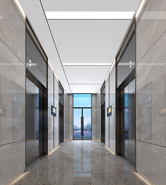 modern elevator hall 3d model